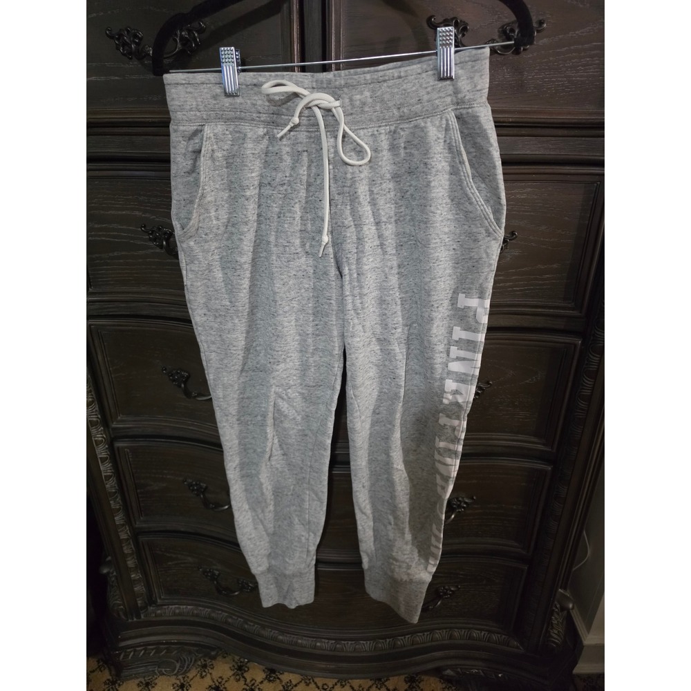 Victoria's Secret PINK Grey Marl Logo Joggers Sweatpants Small